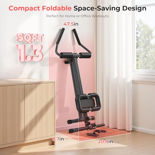 OWLSKY Ab Machine, Adjustable Ab Trainer Machine for Abs Workout at Home Gym, Foldable, Knee Protection, LCD Monitor, Device Holder, 400 LBS,Abdominal Trainer for Stomach Workout - style: A-Black