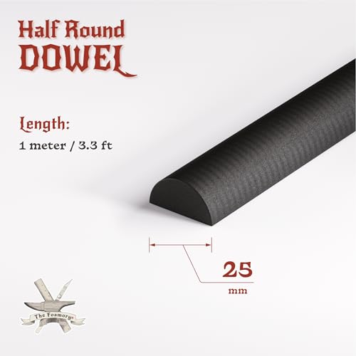 The Foamory Black EVA Foam Dowel - Half Round 25mm x 1M Length Craft Stick - color: 1 Pack: 1M Length - 25mm Thickness, size: Black - Half Round Dowel