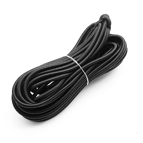 Baiann 1/4 Inch Elastic Bungee Cord Shock Marine Grade Black 30FT Bungee Kayak Stretch String Rope for DIY Projects- UV and Weather Resistant Elastic Cord, Long-Lasting Stretch Round Elastic String - size: 1/4" x 30'