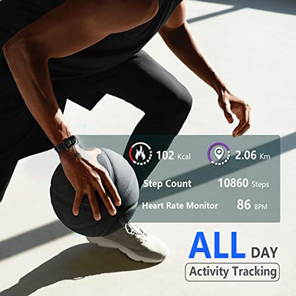 FITVII Slim Fitness Tracker with Blood Oxygen, Blood Pressure, 24/7 Heart Rate and Sleep Tracking, IP68 Waterproof Activity Trackers and Smart Watches with Step Tracker, Pedometer for Women Men - color: Black