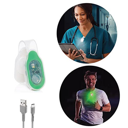 Clip-on, Magnetic LED Safety Light, 4 Light Modes, Rechargeable, Perfect for Nurses, Doctors, Mechanics - color: Green