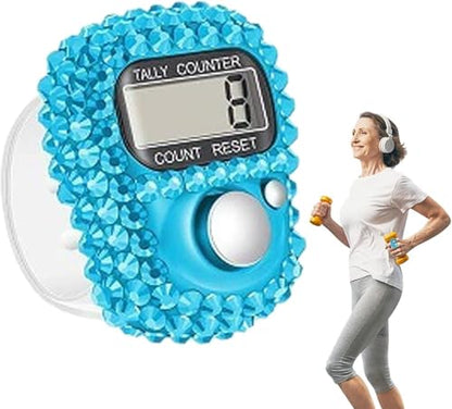 Electronic Finger Tally Counter Clicker Counter,Convenient Portable Digital Display Tally Counter,Resettable Mini Lap Counter for Golf Goods Counting Accessories,Track and Field Lap Counters - color: Blue