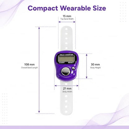 5 Digit LED Digital Row Counter, Handheld Tally Counter with Ring Electronic Click Counter for Golf and Lap Counting - color: Purple