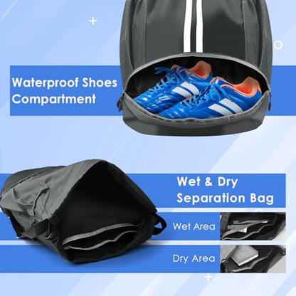 BROTOU Soccer Bags, Football Backpack, Volleyball Bag, Drawstring Backpack - color: Dark Gray