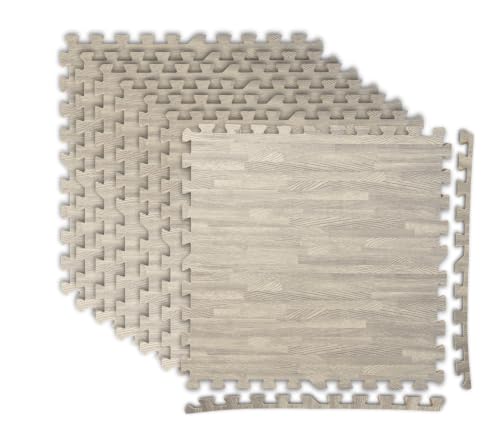 Art3d 48 Sq.Ft Eva Puzzle Exercise Mats, 24"x24" x 1/2" Thick Foam Interlocking Tiles for Flooring, Workout, Gym Equipments, Pack of 12, Grey Oak - color: Grey Oak, size: 48 Sq.ft