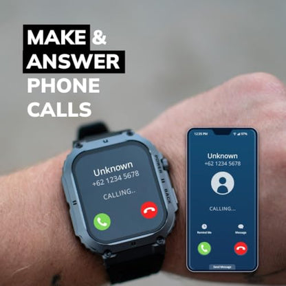 Luxium Stinger Rugged Smart Watch for Men, Bluetooth Calling, 25-Day Battery Life, IP69K Water Resistant, Fitness Tracker with Heart Rate & Sleep Monitor, Compatible with iPhone & Android