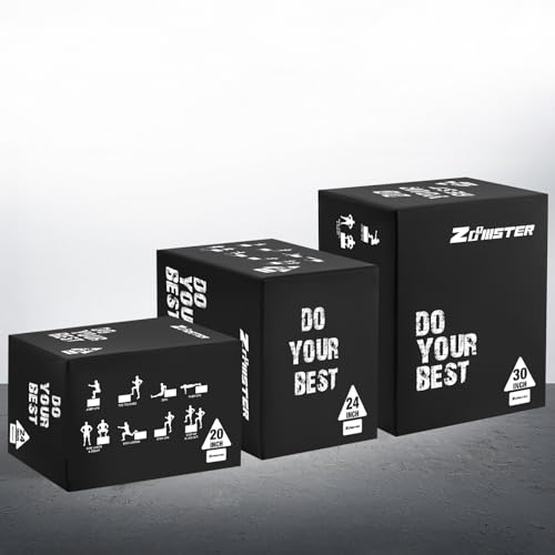 Zoomster 3-in-1 Plyometric Jump Box, Box Jumps for Home Gym - size: 20 X 24 X 30inch