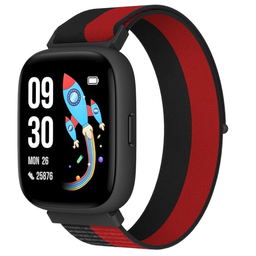 BIGGERFIVE Smart Watch for Kids, 1.8" Fitness Tracker Watch with Pedometer - color: Nylonblack, size: Single Strap