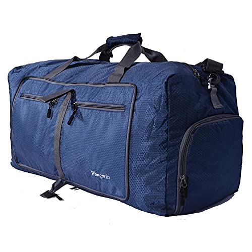 Woogwin Travel Duffel Bag Large Foldable Waterproof Overnight Bag for Beach Swim Bags Pool Sports Gym - color: 60L New Darkblue