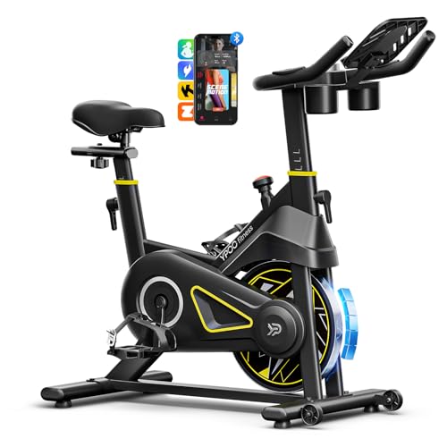 YPOO Exercise Bike Adjustable Magnetic Resistance 330LBS,APP Courses - color: Black