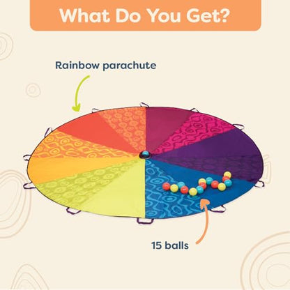 B. toys Woo-Hue Parachute, Kids Play Parachute with 15 Balls, 8ft, Activity - style: Parachute Play