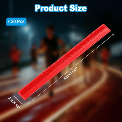 Reflective Slap Bands, 12 Pcs Reflector Band Snap Bracelet Armbands High Visibility Safety Reflectors Wrist Strap Strips for Night Jogging Cycling Running Hiking, Red