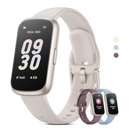 Health Fitness Tracker Smart Watch with 24/7 Heart Rate, Blood Oxygen, Sleep Tracker, Pedometer, 3 Colorful Bands & 3ATM Waterproof Activity Tracker with Step Calorie Counter, Starlight - color: Starlight