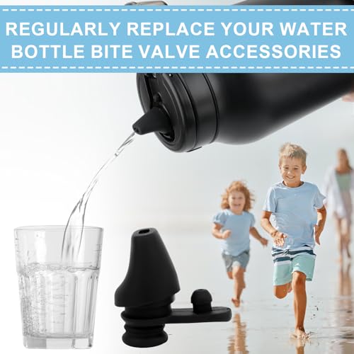 2pcs Bite Valve Replacement for Ello Hydra 64oz Stainless Steel Jug Lid, Silicone Water Bottle Spout Replacement Parts Free BPA Compatible with Ello Hydra 64oz Half Gallon Cap Water Jug (Black)