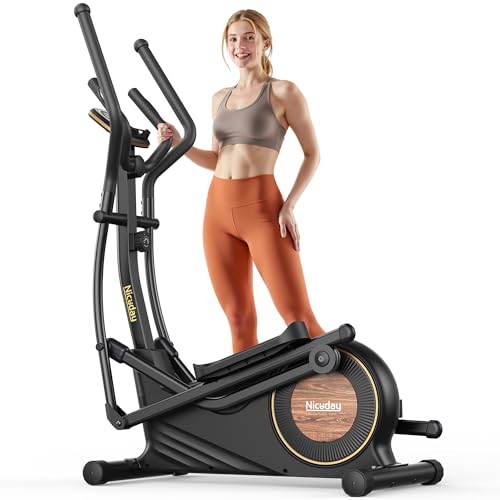 Niceday Elliptical Exercise Machine with 15.5/18/19IN Long Stride - color: 18IN Stride Black