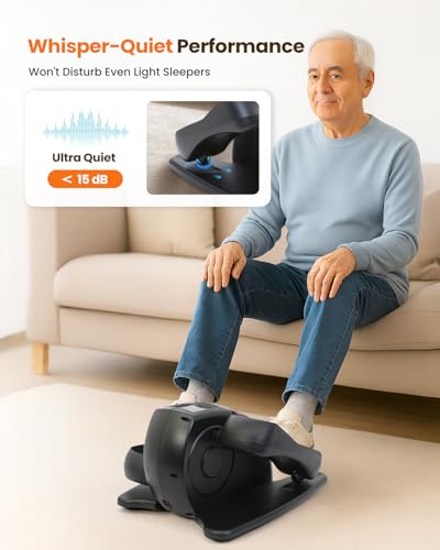 Under Desk Elliptical Machine, Ellipse Leg Exerciser as Seen on TV with Remoter, Quiet Electric Seated Pedal Exerciser, Mini Leg Exercise While Sitting for Seniors, Manual & Auto Mode