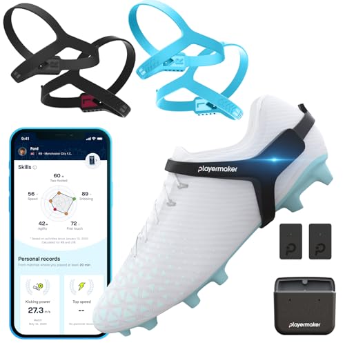 Playermaker CITYPLAY Soccer Tracker Kit Medium + Blue Large Straps, Smart Soccer Tracker for Cleats, Track 25+ Technical & Physical Metrics, Advanced Than GPS