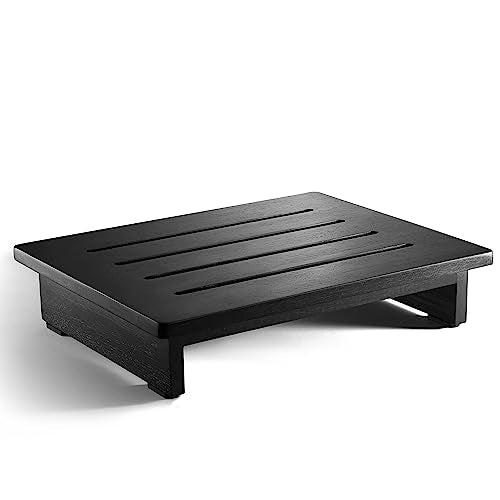 HOLANA 3.5" Wooden Step Stool for Adults, Pre-Assembled, 300LBS (Black) - color: Black, size: 3.5" H