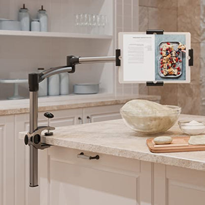LEVO G2 Clamp-On Tablet Stand, Articulating iPad & Kindle Mount for Desk