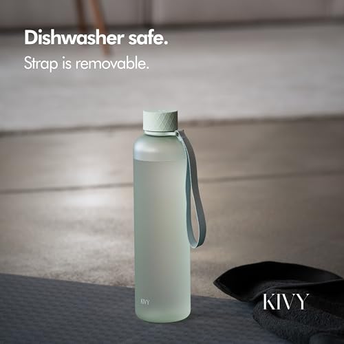 KIVY Slim Water Bottle 32oz Tritan - Lightweight & Shatterproof - BPA-Free - color: Light Green, size: 32 Ounces