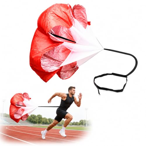 Football Kick Trainer Parachute Resistance with Adjustable Waist Strap for Youth Field, Backyard, Speed and Power Drills - color: Red