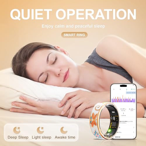 Smart Ring Health Tracker, for men and women, equipped with heart rate monitor, sleep tracker, 8 exercise modes, step counter, 5-7 days battery life, no subscription fee, IP68 waterproof R18 (8) - size: 8