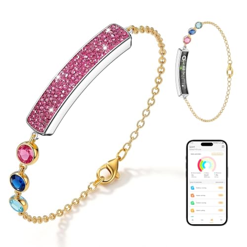 Smart Bracelet for Women – Fitness Tracker with Heart Rate, Sleep & Step Tracking, 1ATM Water Resistant, Multi-Sport Modes, Fitness Tracking Wearable with Free App, 2 Bands(Pink&Gold) - color: Normal