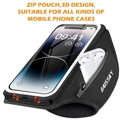 Running Phone Armband with Earphone Holder 3D Design for 7.0" Phones - color: Pure Black (Up to 7.0'')