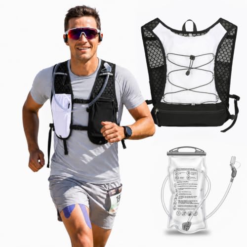 Running Vest with 2L Hydration Bladder Lightweight Pack - color: White