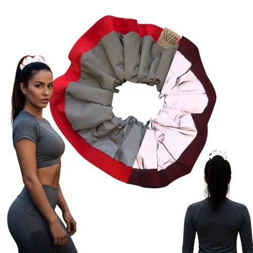 Reflective Scrunchies for Women | High Visibility Safety Hair Ties for Running, Walking, & Night Fitness | Stylish, Gentle, and Secure Ponytail Holder | Sport Gear (Red) - color: Red