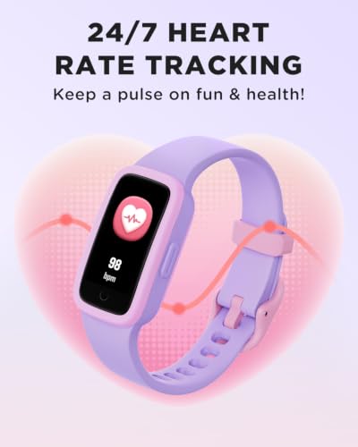 Vigor 3 Kids Watch Fitness Tracker, AMOLED Screen for Boys Girls Age 5-15 - color: Lilac