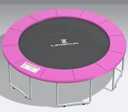 LANGXUN Universal Trampoline Repalcement Safety Pad, 8ft 10ft 12ft 14ft 15ft 16ft Waterproof Surround Spring Foam Cover for Round Frame - color: Pink, size: 10ft
