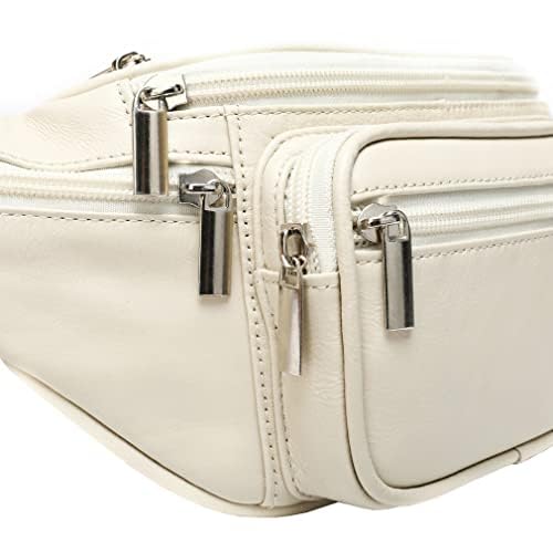 Leather Fanny Pack Waist Bag for Men Women Outdoor Travel Hiking Camping Walking Running Hip Bum Belt Slim Cell Phone Purse Wallet Pouch (Beige) - color: #01Beige