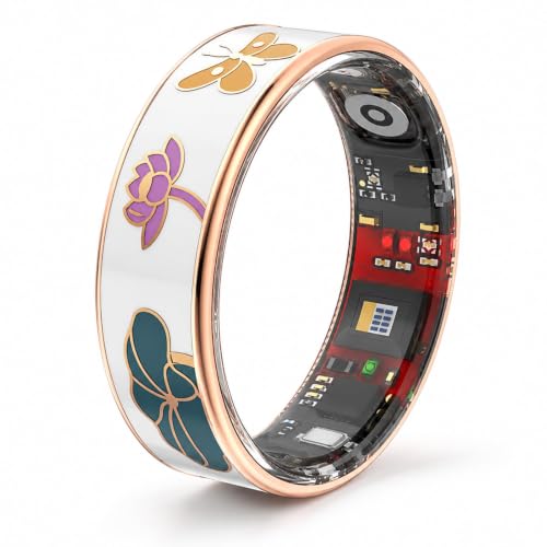 Smart Ring for Women with Enamel Health Ring Fitness Ring Fitness Tracker with Sleep Heart Rate Monitoring Distance Pedometer Calorie for Android iOS - size: 9