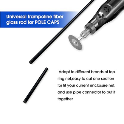 Trampoline Fiberglass Rods, for Poles with Tube Caps - size: For 12FT Trampoline Frame