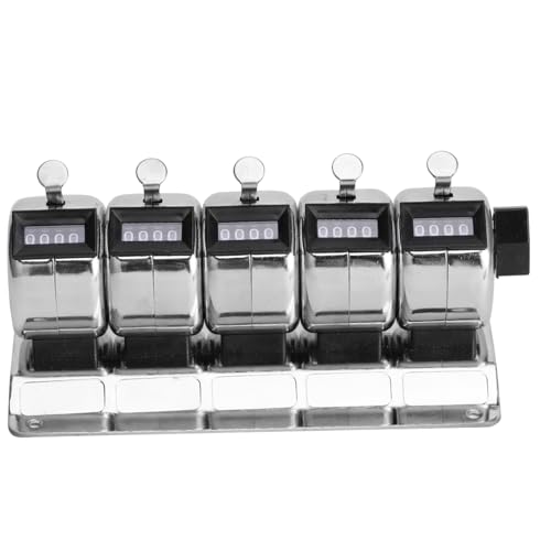 Hand Tally Counter, 4-Digit Clicker Counter Metal Mechanical Counter 0-9999 5 Units Conjoined Manual Pitch Counter