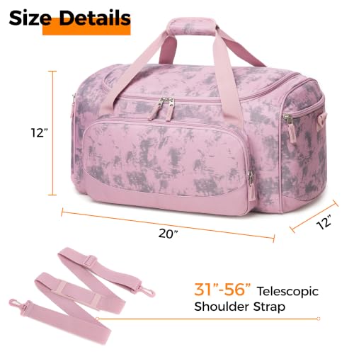 Uarition Gym Bag for Men & Women - 50L Duffle Bag for Travel, Pink Tie-Dye - color: Dusty Pink Tie-Dye