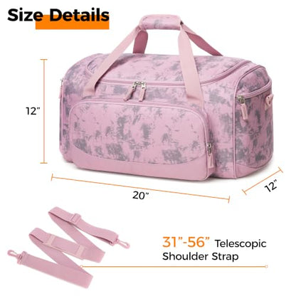 Uarition Gym Bag for Men & Women - 50L Duffle Bag for Travel, Pink Tie-Dye - color: Dusty Pink Tie-Dye
