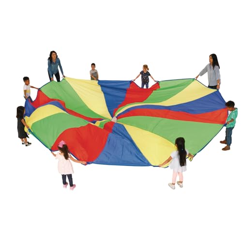 Excellerations Brawny Tough 20-Foot Rainbow Play Parachute for Kids with 16 Handles, Kids Toy (Item # P20) - size: 20' Diameter