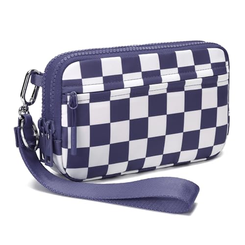 FODOKO Wristlet wallets for Women RFID crossbody bags with 4 Zippers - color: Purple