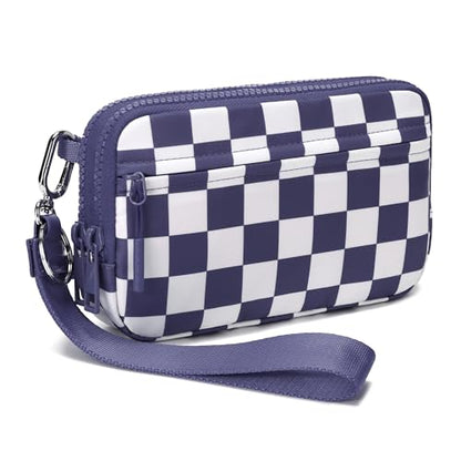 FODOKO Wristlet wallets for Women RFID crossbody bags with 4 Zippers - color: Purple