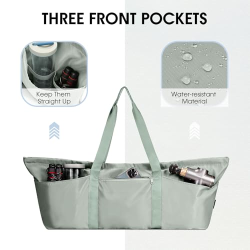 sportsnew Large Yoga Mat Bag Trolley Sleeve Gym Carrier Shoe Bag Wet Pocket - color: Green
