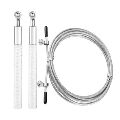 Aluminum Alloy Jump Rope with Ball Bearings – Skipping Rope for Speed Training, Non-Slip Grip and Adjustable PVC Cable - color: Silver