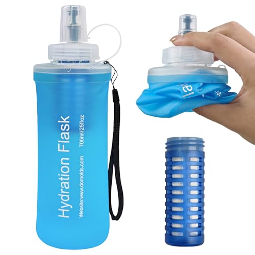 700ml Collapsible Water Bottle with Filter for Hiking Backpacking(Blue) - color: Blue, 700ml