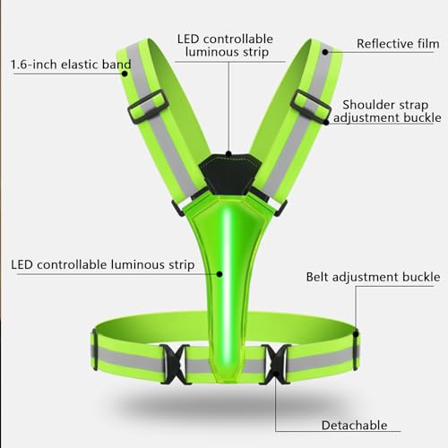 Led Reflective Vest, USB Rechargeable Light Up Running Gear, High Visibility Night Running Vest with Adjustable Waist/Shoulder for Women Men Kids