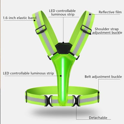 Led Reflective Vest, USB Rechargeable Light Up Running Gear, High Visibility Night Running Vest with Adjustable Waist/Shoulder for Women Men Kids