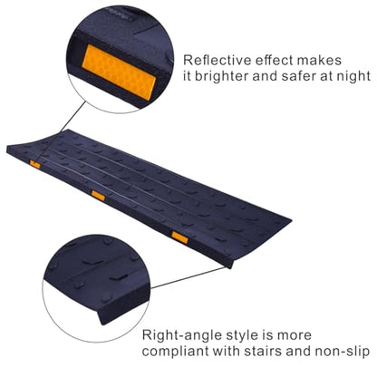 5 Pack 36"x10" Rubber Stair Treads, Outdoor Weatherproof Stair Treads, Anti-Slip Step Mat for Safety, Black Square Edge Design, Wooden, Concrete, Tile, Metal Steps, Easy Hose Wash