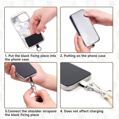 FUVLIFE Cell Phone Lanyard Crossbody, Clip and Go Phone Strap with Wallet - color: Gold Geometric
