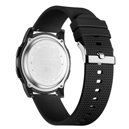 Men's Ultra-Thin Digital Sports Watch with LED Backlight & Alarm - color: Black-Black Face