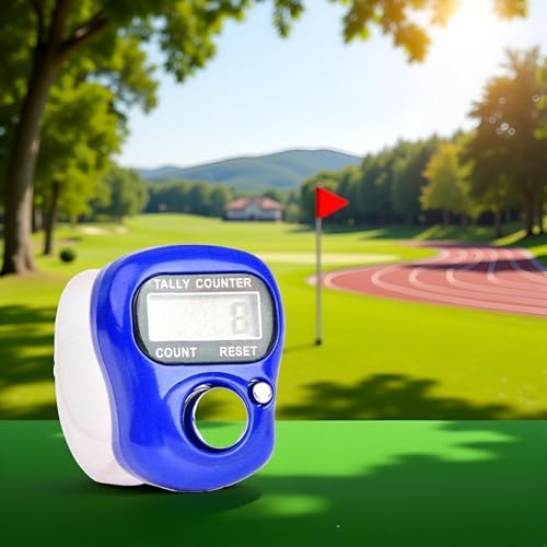 Blue 5 Digit LED Digital Row Counter, Display Counter Clicker,Handheld Number Click Counter,Electronic Finger Counter Hand Tally Counter with Ring for Golf,Track and Field Lap Accessories, Sports